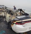 حادث مروري على جسر الملك فهد يؤدي لاشتعال مركبة وشاحنة ووفاة شخصين