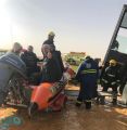 “الدفاع المدني” ينقذ 16 معتمرًا بعد احتجاز حافلتهم في تجمع للمياه بتيماء