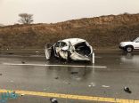 شاهد حادث مروع يتسبب في وفاة سيدة وإصابة زوجها و3 أطفال في الباحة
