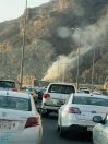 الدفاع المدني يباشر حريقًا اندلع في مركبة بمنتصف طريق الكر