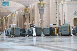تكثيف الأعمال الميدانية في المسجد النبوي تزامنًا مع الحالة المطرية بالمدينة المنورة
