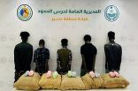 حرس الحدود بمنطقة عسير يقبض على (5) مخالفين لنظام أمن الحدود لتهريبهم (100) كيلوجرام من نبات القات المخدر